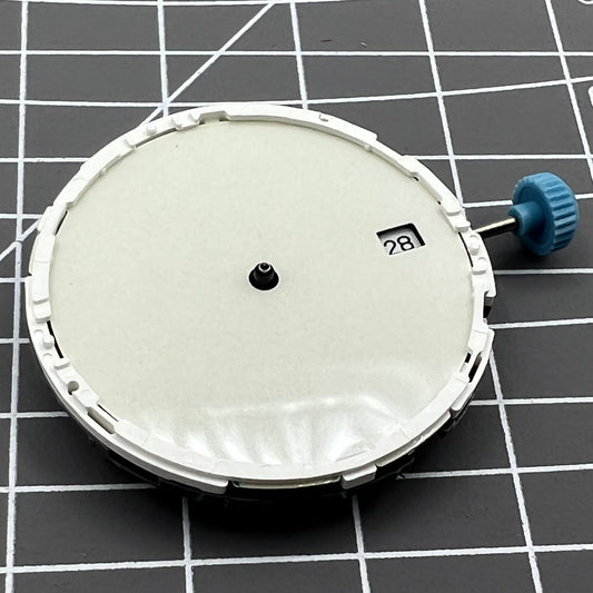 Original Miyota 6N10 quartz watch movement with luminescence, single calendar date at 3, precise timekeeping.