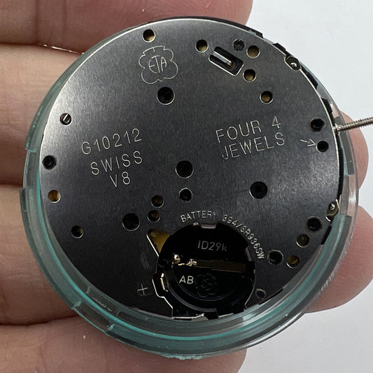 ETA G10.212 Swiss quartz watch movement with 3 hands and date display for precise timekeeping
