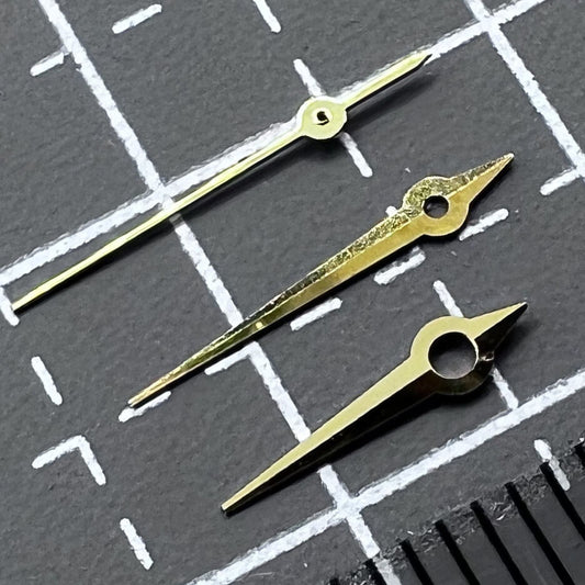 Set of silver watch hands for Ronda 785 quartz movement, 3 hands precision.