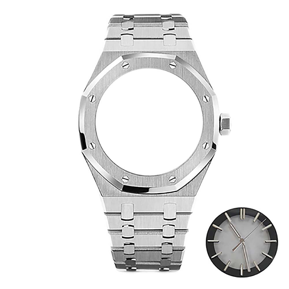 Bracelet de montre en acier inoxydable 41 mm, boîtier miroir en verre saphir pour NH70