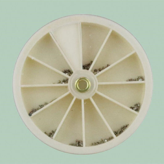 Assortment of 250 Swiss Made stainless steel mini watch screws for precise repairs.