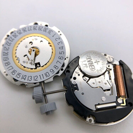Ronda 705 quartz watch movement with date window at 3 o'clock, precision repair part.