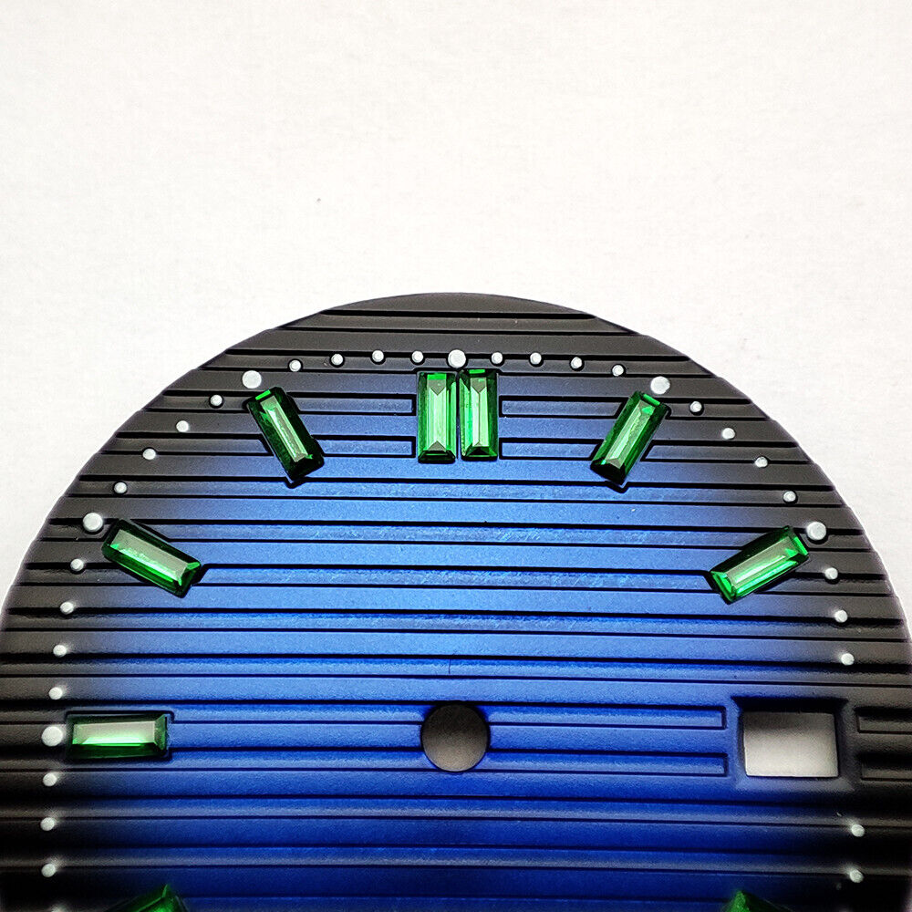 29.8mm green imitation gemstone nail with blue dial for NH35 watch movement