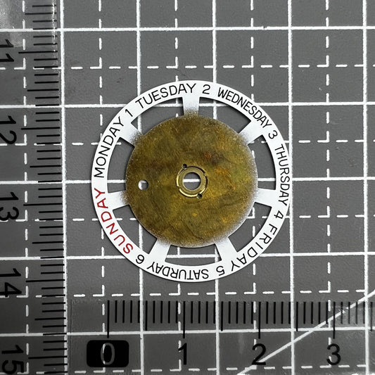 White English font week disk wheel by Generic, compatible with Movement 2834, watch accessory detail.