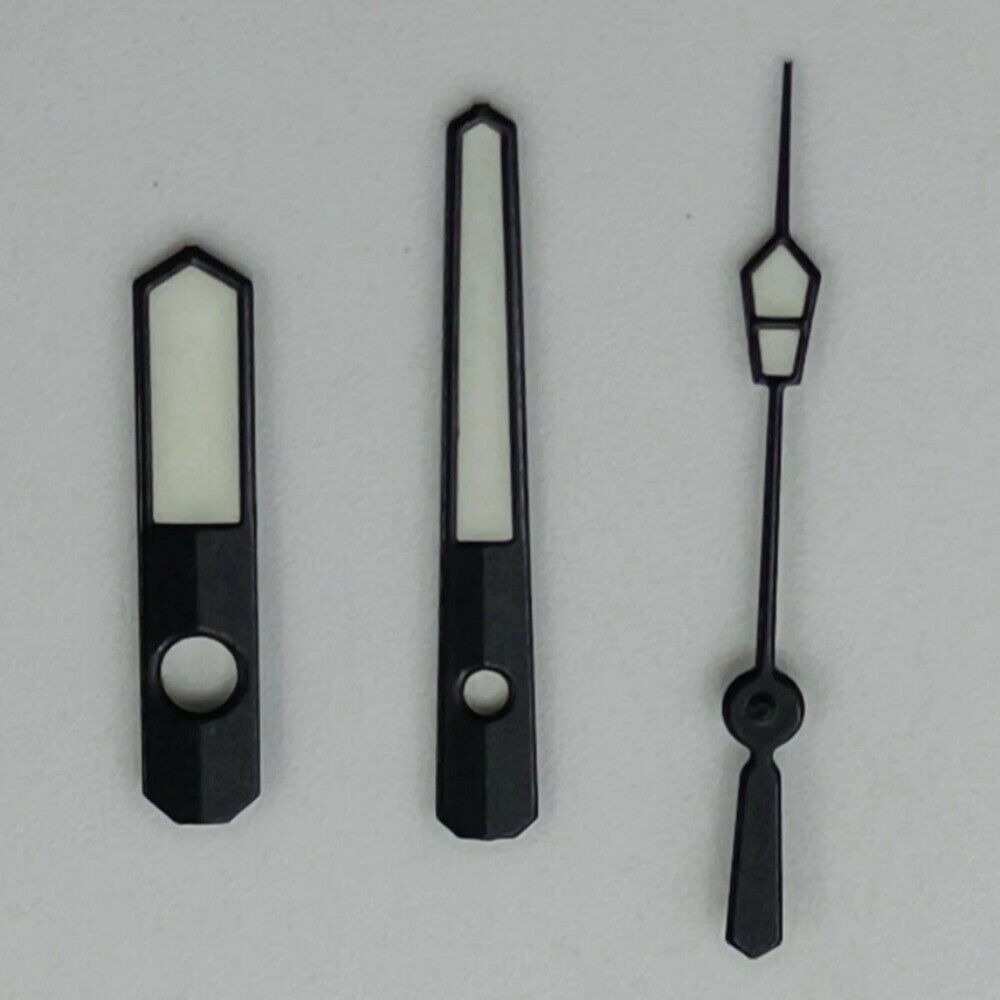 12.5mm black trim white painted watch hands with green lume for NH35 NH36 7S26 7S36 movements
