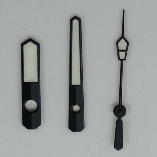 12.5mm black trim white painted watch hands with green lume for NH35 NH36 7S26 7S36 movements