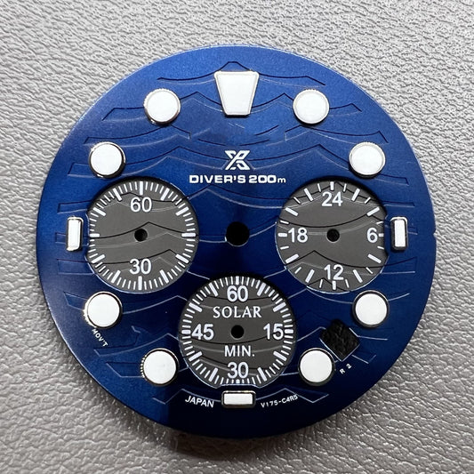 Green luminous watch dial with 31mm silver trim for VD53 movement, perfect for watch repairs.