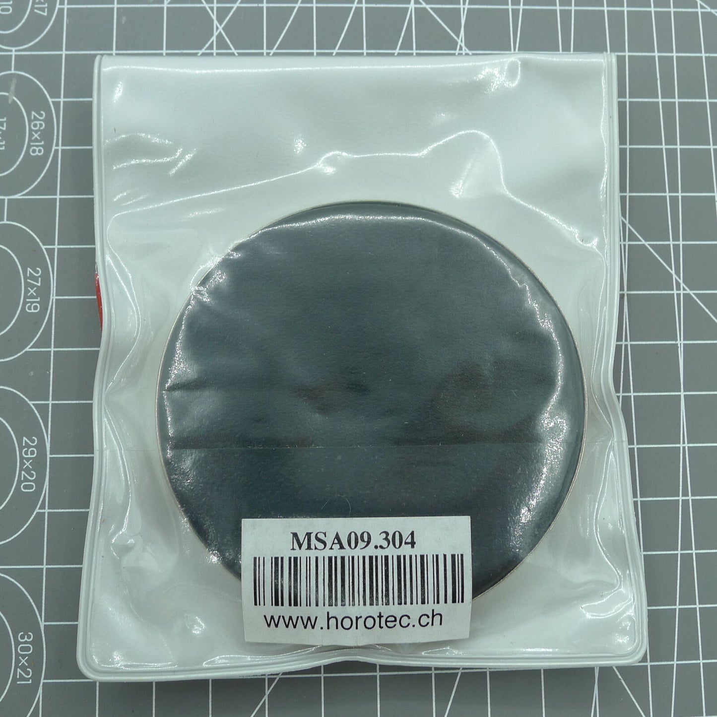 Horotec MSA09.304 watch case cushion with chromed metallic ring, 75mm diameter, 13mm height for secure watch repair.