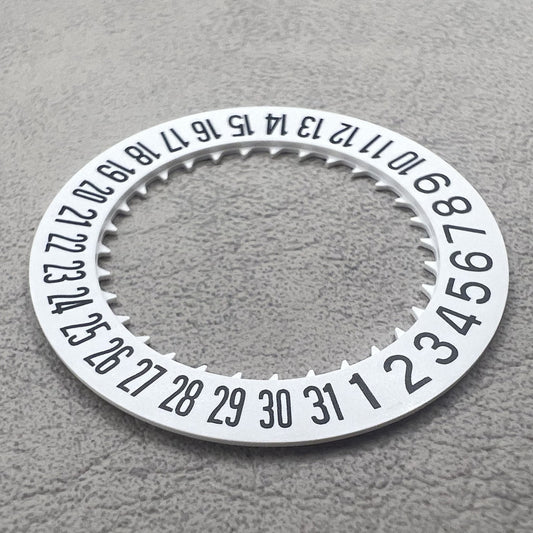 1. White date disk wheel for NH35/NH36 movements, date at 6 o'clock, precise fit.