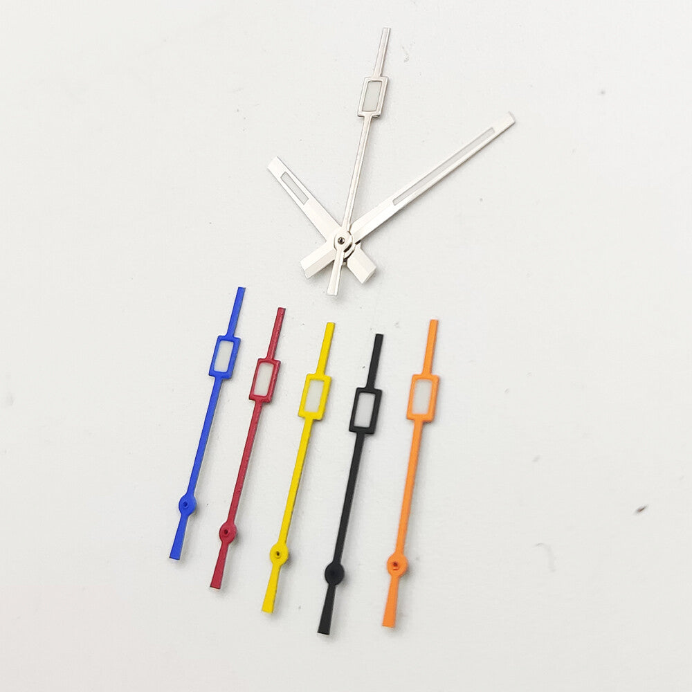 Green luminous watch hands for NH35A/NH36A movement by A104, measuring 8.5x12.5x13mm, ideal for night visibility.