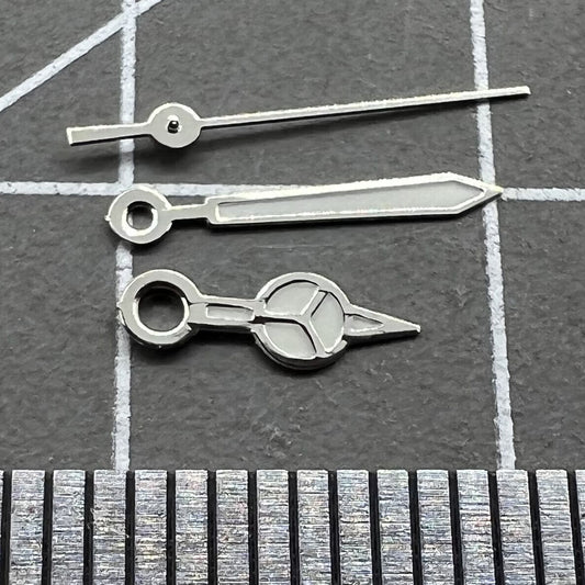 Luminous watch hands set for Miyota 2035 movement, 13mm/11mm/8mm lengths.