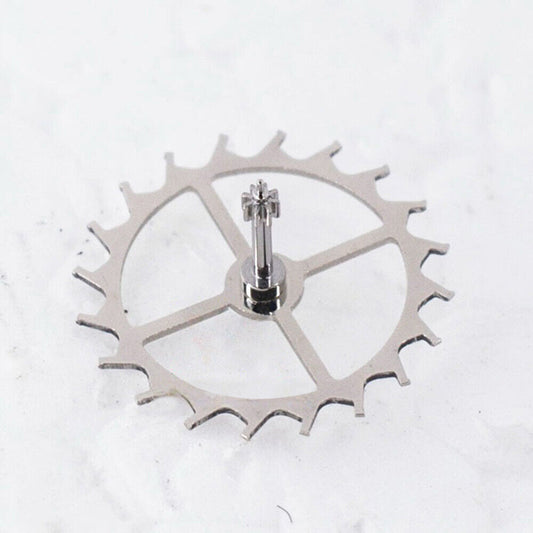 Swiss Made silver metal 80-hour escape wheel for C07.611 watch movement, precision-engineered by brand.
