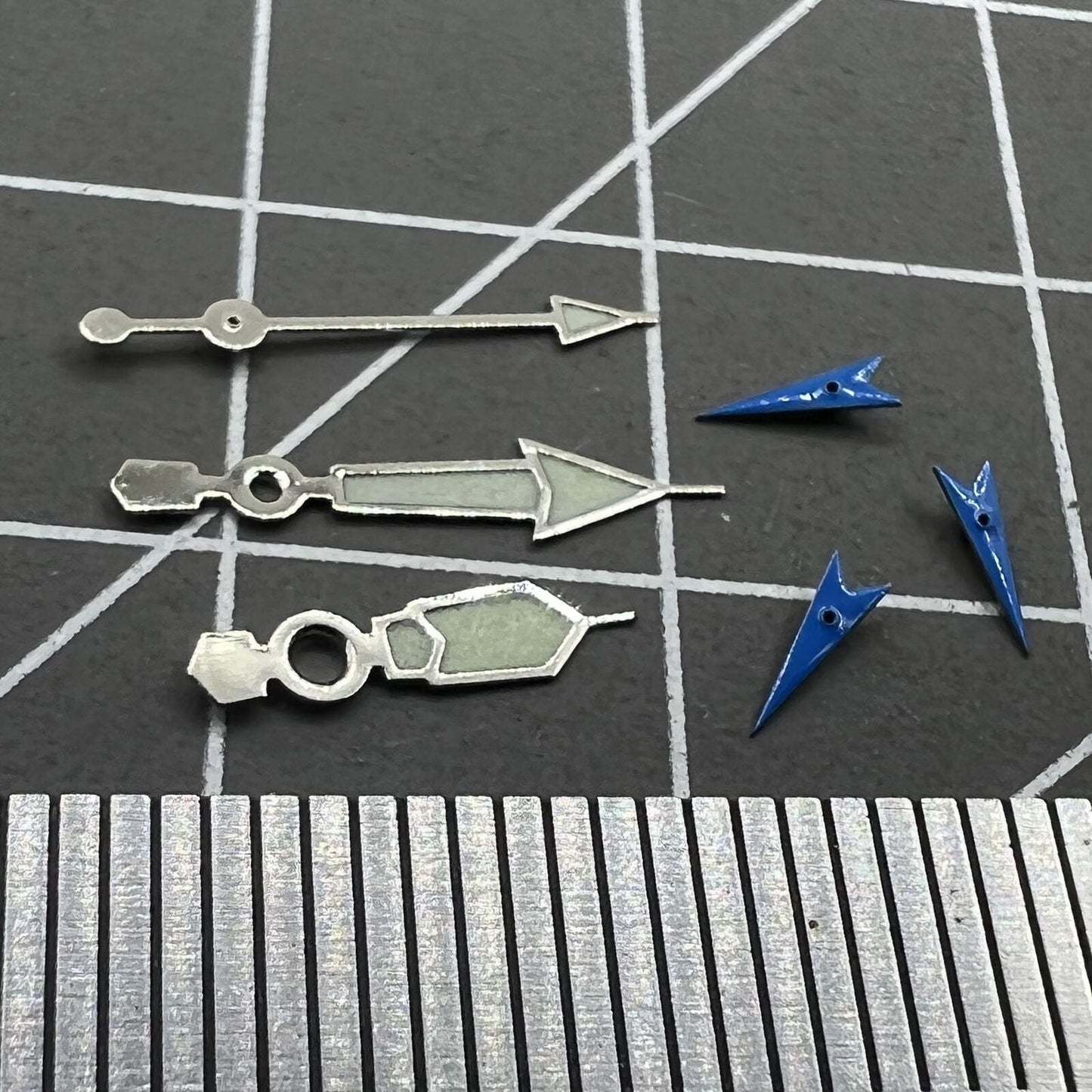 Blue luminous small second watch hand with silver trim, compatible with Miyota OS10 OS20 OS60 OS80 models.