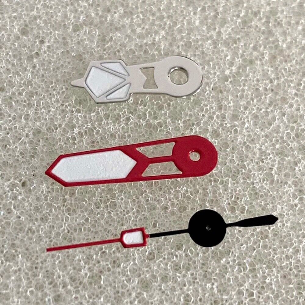 Aiguilles de montre 12,5 mm argentées et luminescentes rouges et vertes, adaptées aux mouvements NH35/NH36/4R/7S