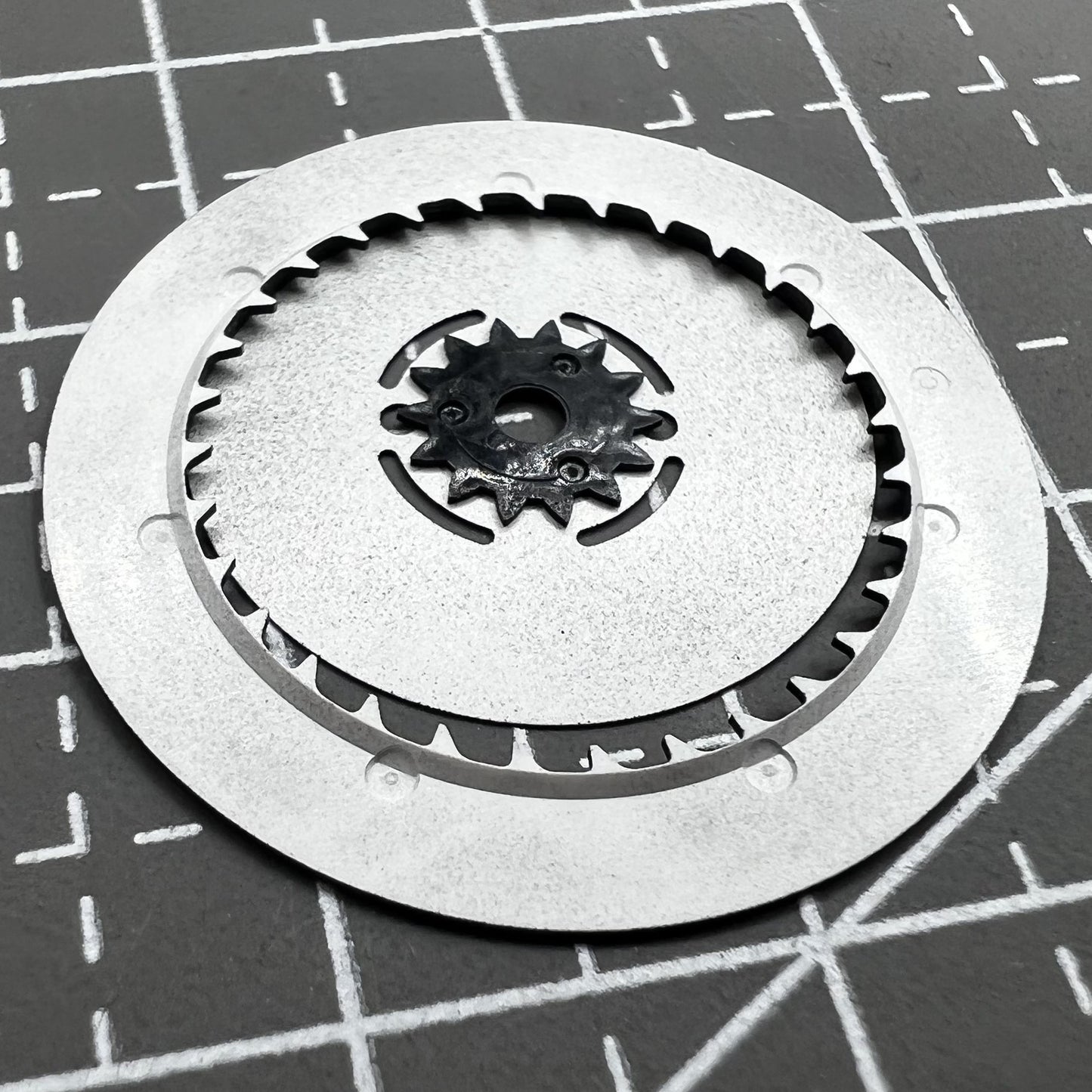 Black watch accessory showing date and day wheel at 3 o'clock crown for Seiko NH36 movement.