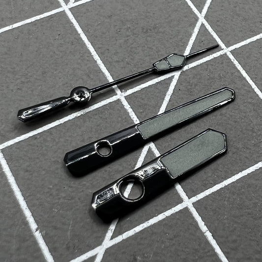 12.5mm black trim grey painted watch hands with green lume for NH35 NH36 7S26 7S36 movements,.