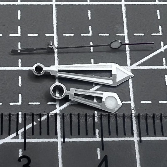 OMG300 Series green lume silver trim watch hands set for ETA 2824 movement, precision accessories by OMG.