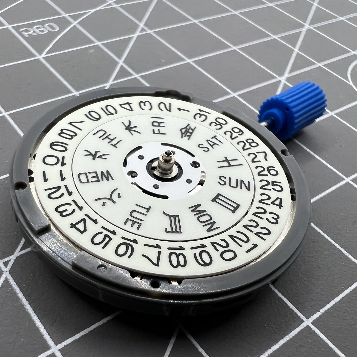 Japan NH36A Weißes automatisches mechanisches Uhrwerk Grüne Leuchtmasse 3/3,8 Kronenposition