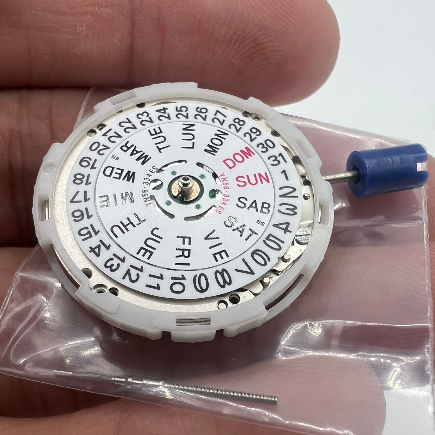 Epson YN56 watch movement showcasing mechanical date and day function in Japan brand design
