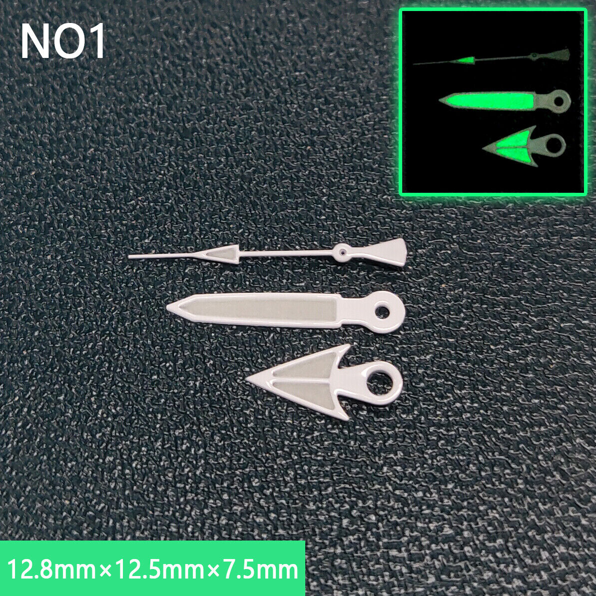 Watch Hands with green luminous coating for NH35 and NH36 movements by Watch Hands, enhancing visibility.