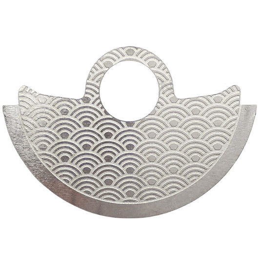 Waved silver metal sheet overlay by Hammer for Miyota 9015 watch movement rotor detail