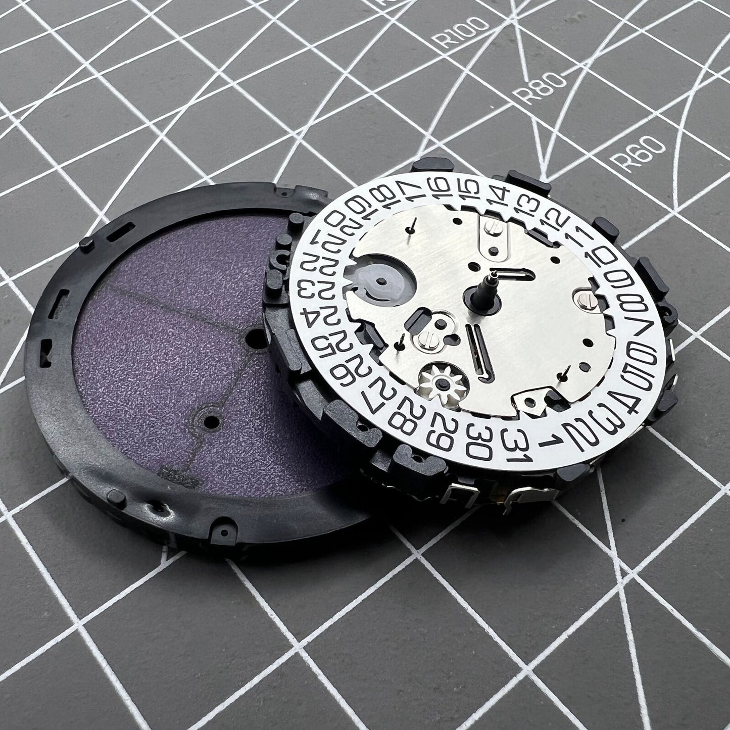 Hattori Epson VR42A solar-powered quartz watch movement, precision timekeeping for accessories.