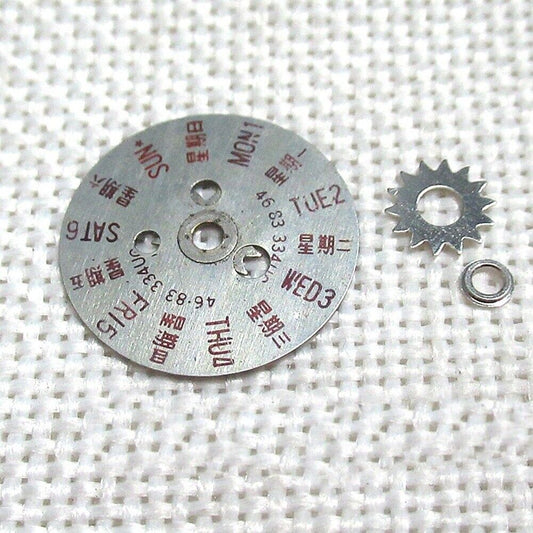 Red font week disk wheel for Orient 46941 46943 watch movement, precise calendar function.