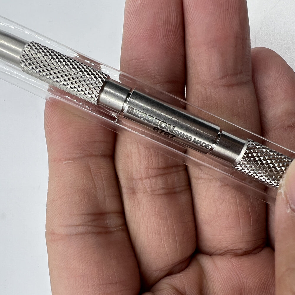 Bergeon 6767-S spring bar tool for precise watch bracelet fitting and removal, essential watchmaker accessory.