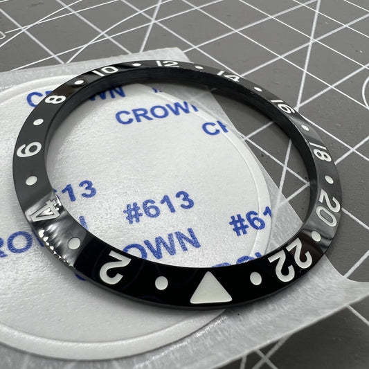 37.5mm green lume ceramic bezel insert for RLX GMT mechanical watch, durable and stylish accessory.