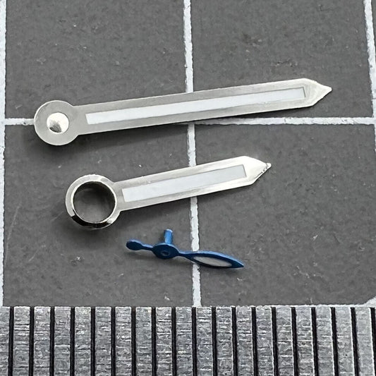 Silver-trimmed arrow-shaped green lume watch hands for ST3600/ST3620/ETA6497/6498