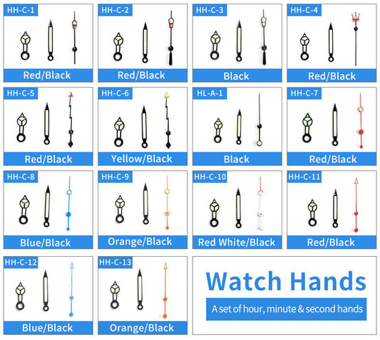 Green luminous watch hands set with pins for SKX007/009 NH35 movement, enhancing dial visibility.