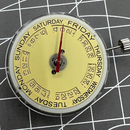 Seagull T16 watch accessory showcasing double calendar with golden automatic mechanical movement detail.