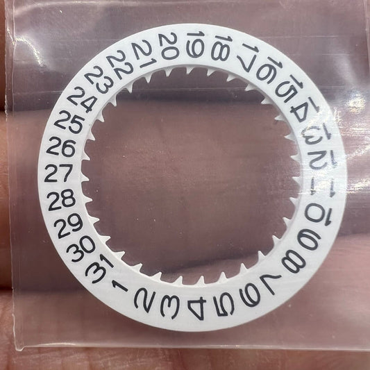 Black font date disk wheel for NH36 movement with date display at 9 o'clock, ideal watch repair part.