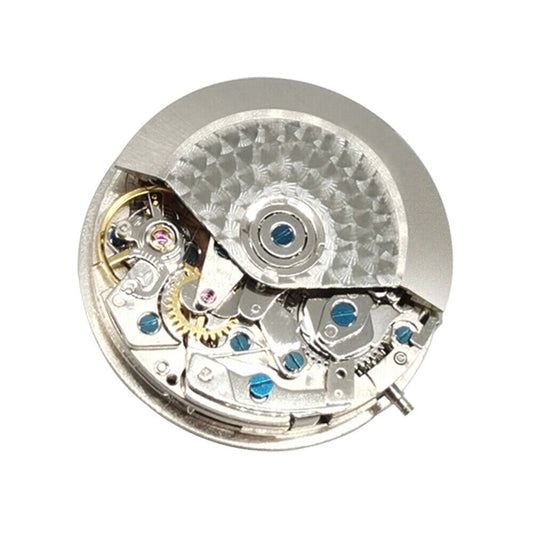 China Made 7750 chronograph watch movement showing white dial with single calendar at 6 o'clock and seconds subdial at 9 o'clock, ETA 7750 design.