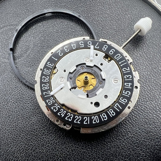 Golden ISA 8271 Date At 6 quartz watch with multifunctional dial, elegant gold-tone design.