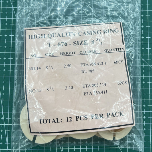 T-676 watch case spacer ring, size 8.75, 12 pieces for precise movement casing.