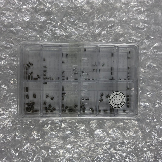 AC-6050FSX120 stainless steel mini fixing screw pins, 12 sizes, 120pcs for precise watch accessory repairs.