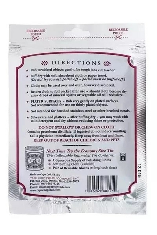 Cape Cod polishing cloths for watches and jewelry, pack of 2, restores shine and removes tarnish.