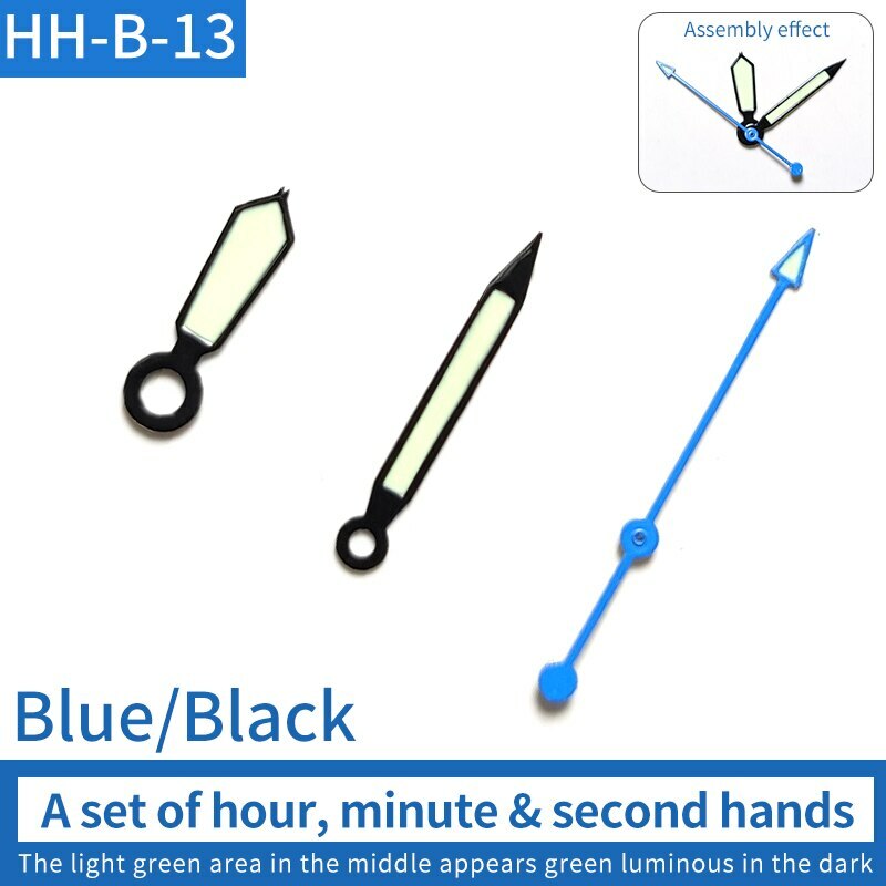 Aiguilles de montre vertes lumineuses pour réparation de montres à mouvement NH35/NH36