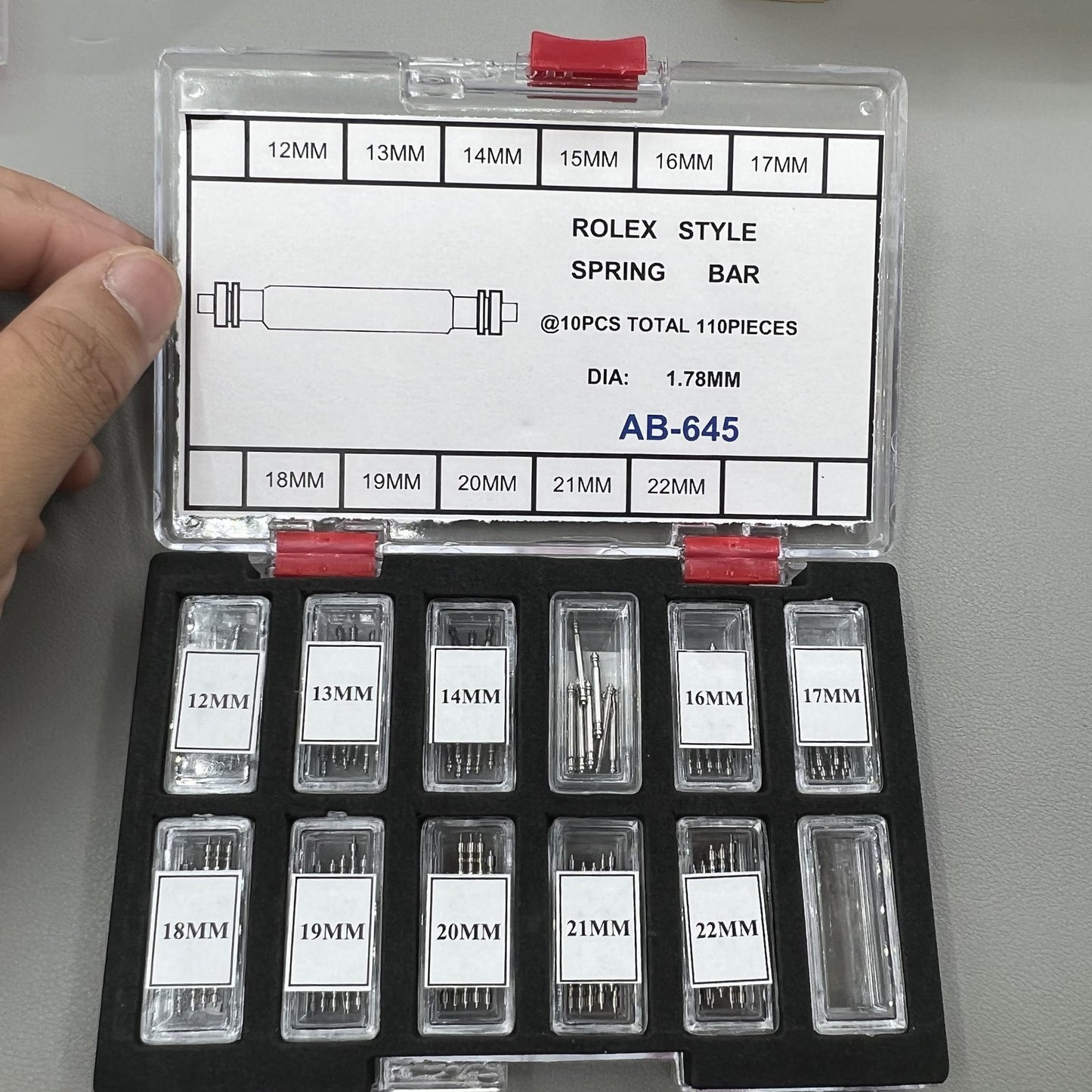Kit de réparation de montres avec barrettes à ressort de style RLX, 110 pièces de diamètre 1,78 mm