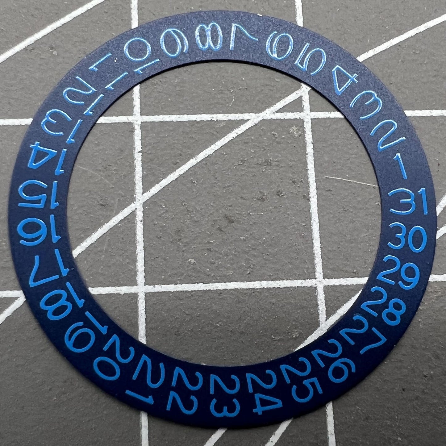 Denim blue background featuring Azure Blue font date wheel for Miyota NH35 NH36