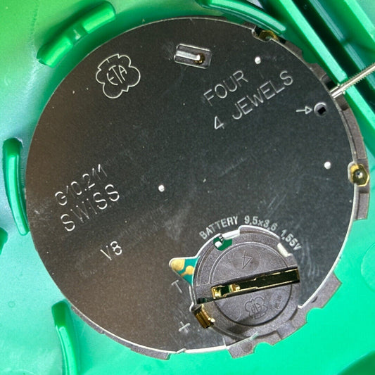 Swiss ETA G10.211 quartz watch movement with 3 hands and date window for precise timekeeping.