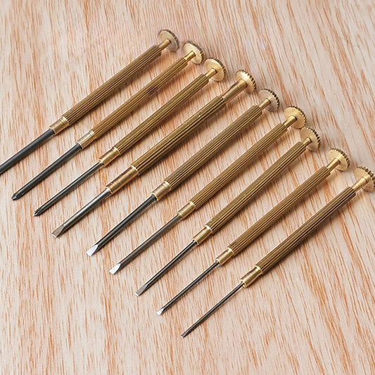 Set of 9 precision steel watch repair screwdrivers 0.8-1.8mm for detailed watch maintenance