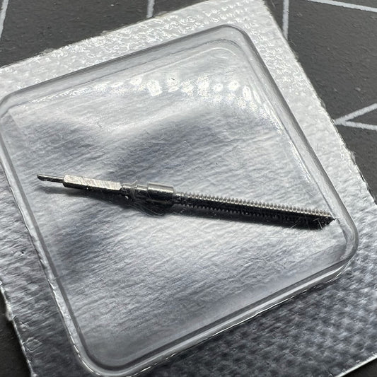 Set of 2 Swiss watch stems for ETA C01.211 movement, precision parts for repair and replacement.