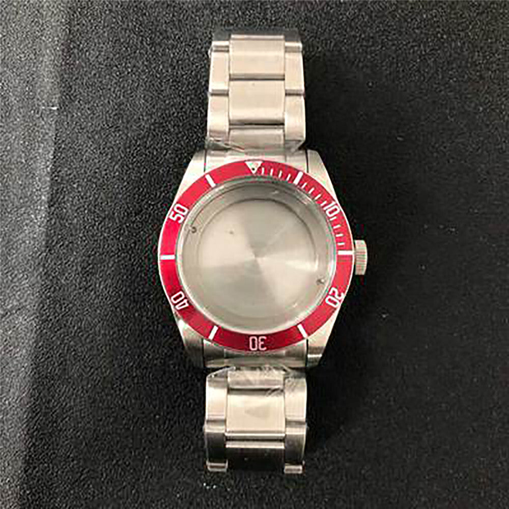 Boîtier de montre 10 types + bague en aluminium + bracelet 41 mm en verre saphir/minéral pour NH35/NH36