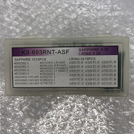 Watch Parts Sapphire set with 15 sizes and I-Ring 18 sizes, 69PCS box for precise watch accessory repairs.