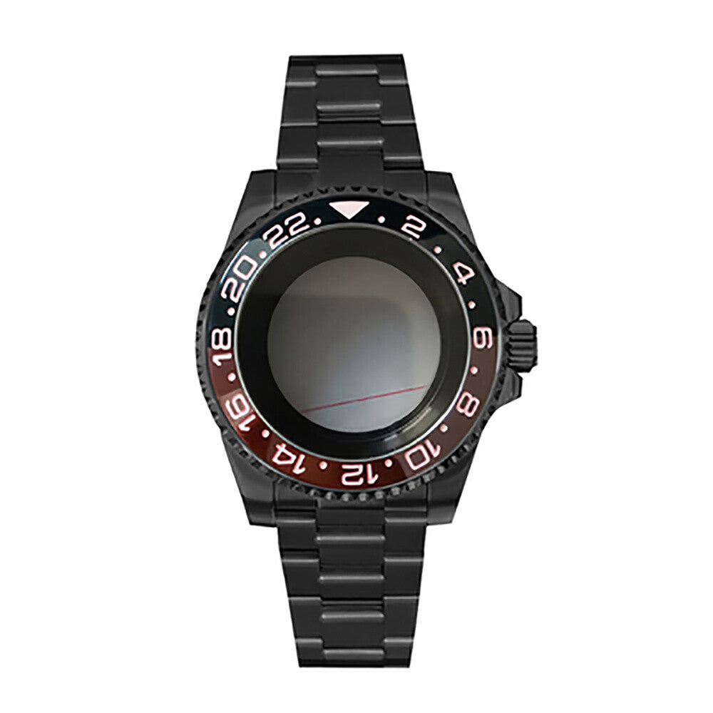 Boîtier de montre 40 mm avec bracelet en acier inoxydable noir PVD et verre saphir pour NH35/NH36