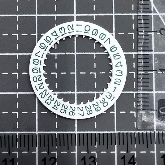 Green font date disk with white background for NH35 watch movement by Seiko.