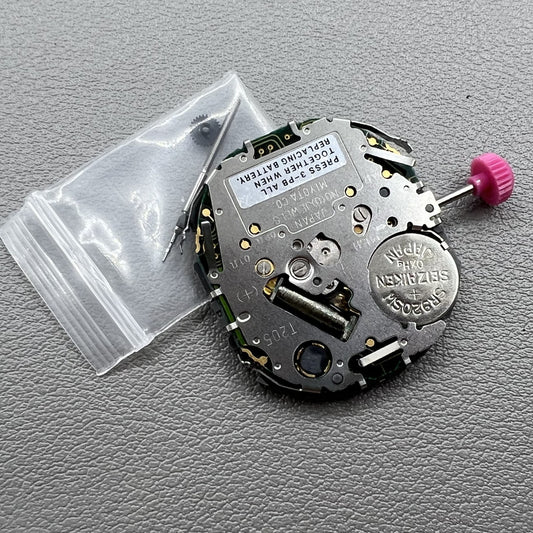 Miyota T205 quartz watch movement showcasing precise timekeeping with display window for easy reading.