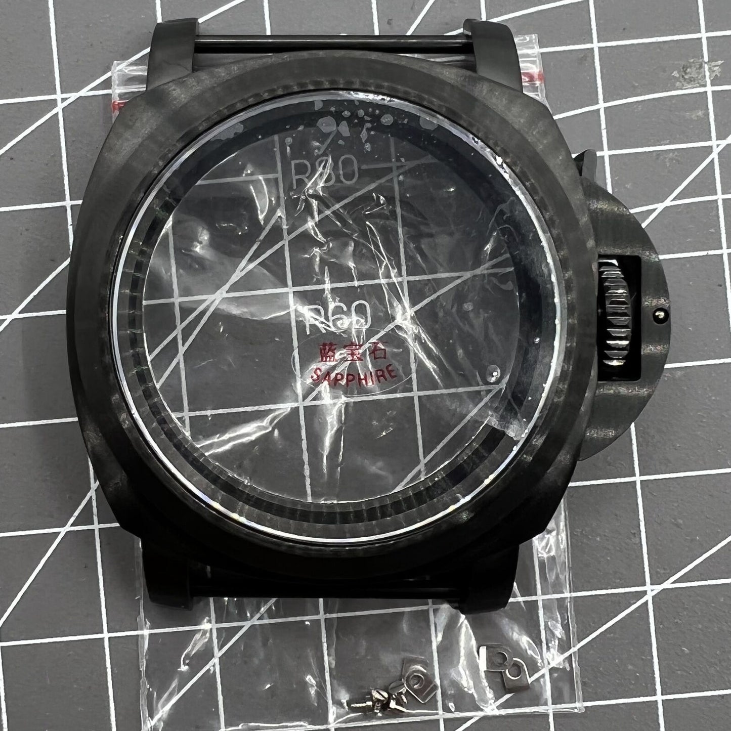 Boîtier de montre en verre saphir noir 316L de 44 mm pour Seagull ST3600/ST3621/<tc>ETA</tc>6497/6498